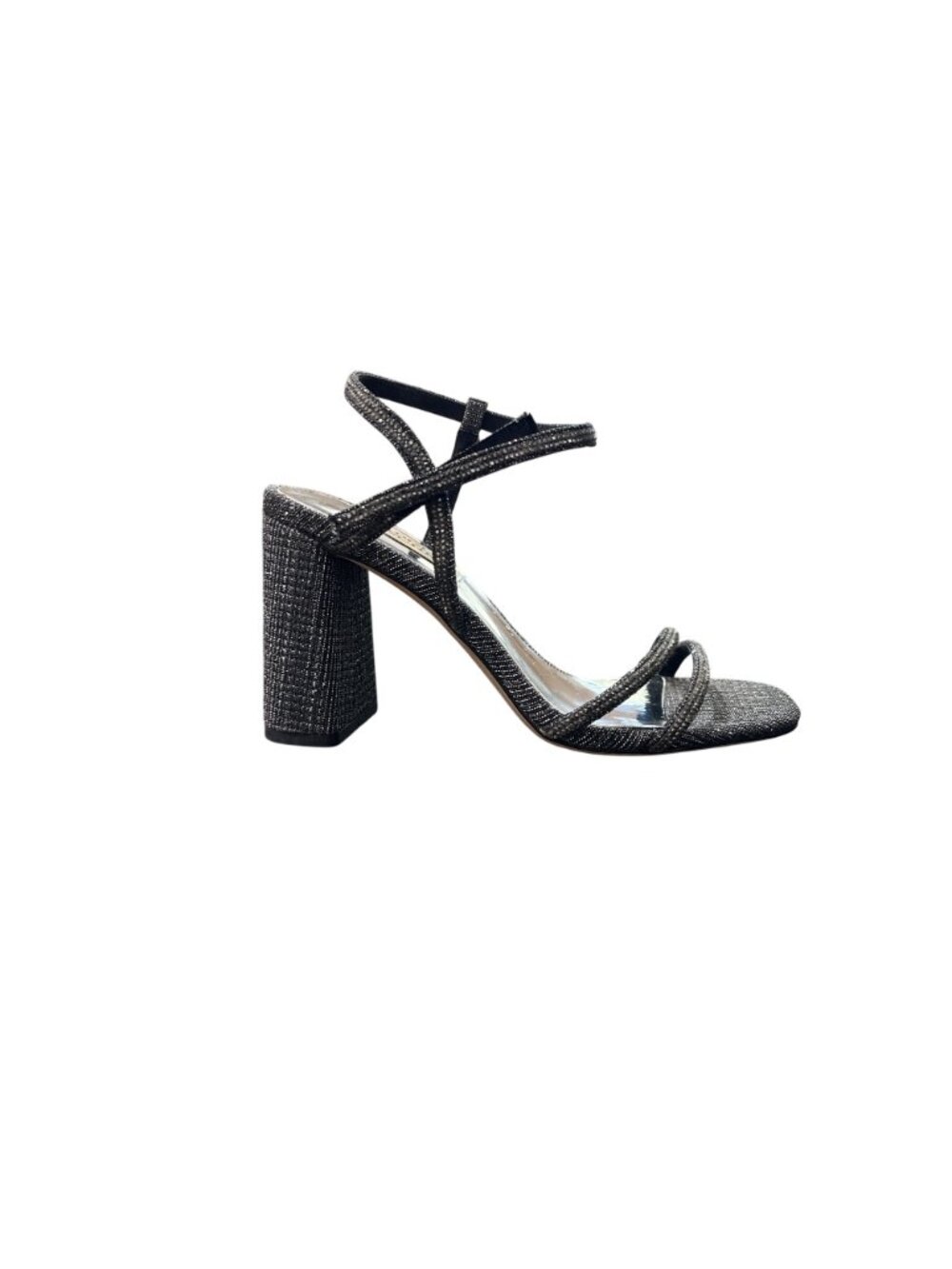 Badgley Mischka Womens 5.5 Rebekah Block Heel Sandal Crystal Black Sliver - Picture 9 of 10